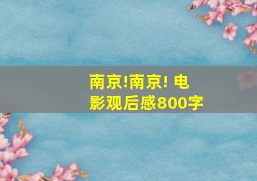 南京!南京! 电影观后感800字